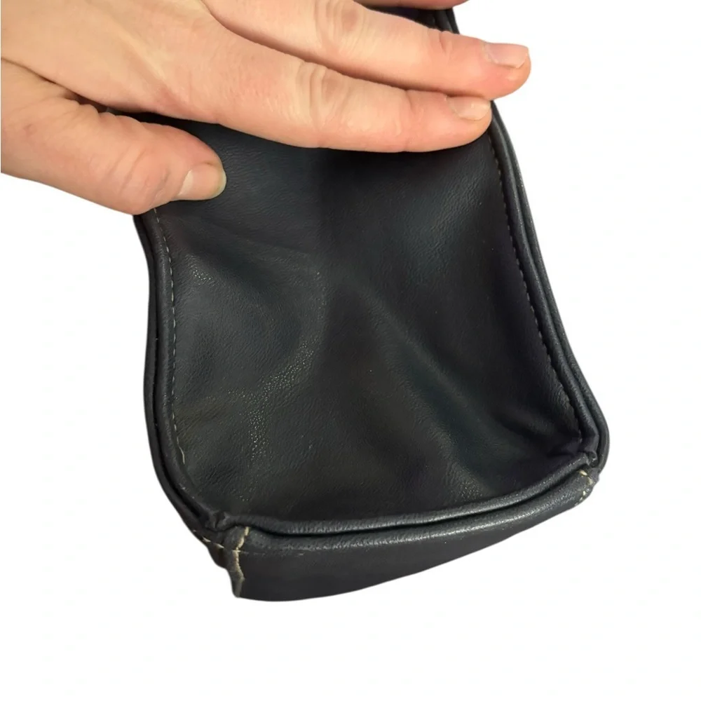 Vintage Chic Navy Faux Leather Satchel with Lots of Storage and Silver Accents - Picture 13 of 16